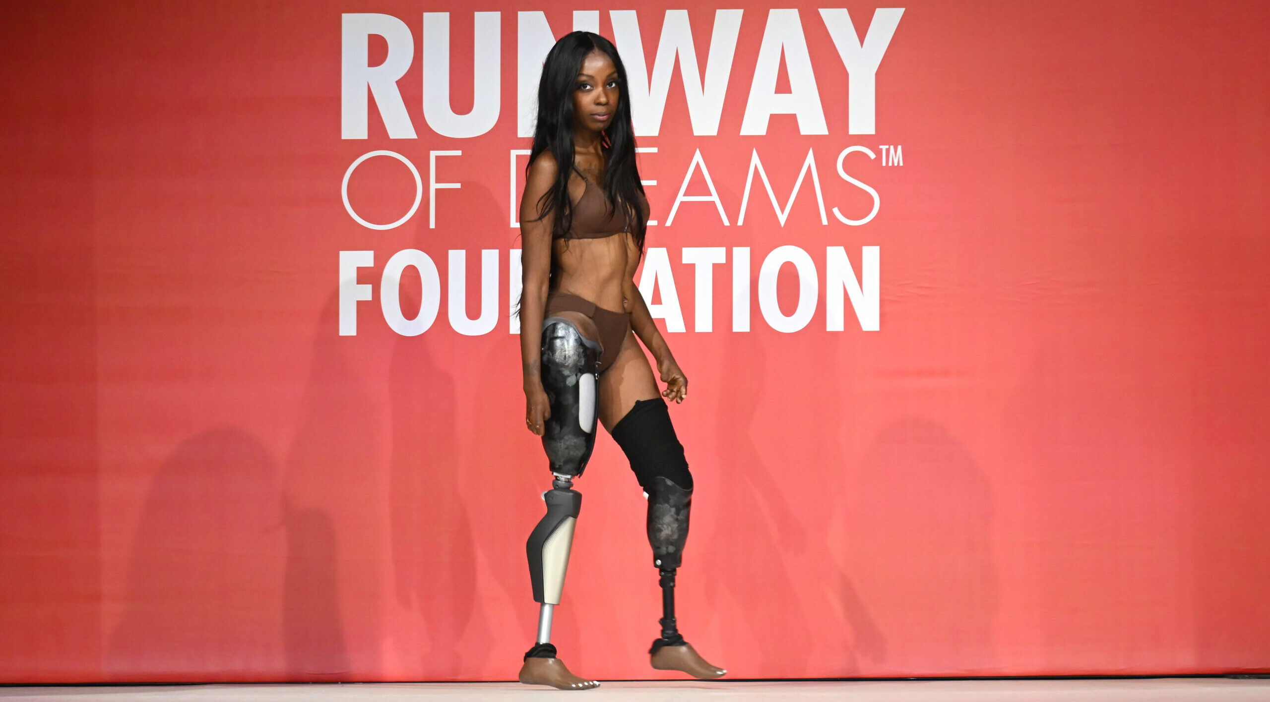 Kia Marie on the Runway of Dreams stage. Credit: Getty