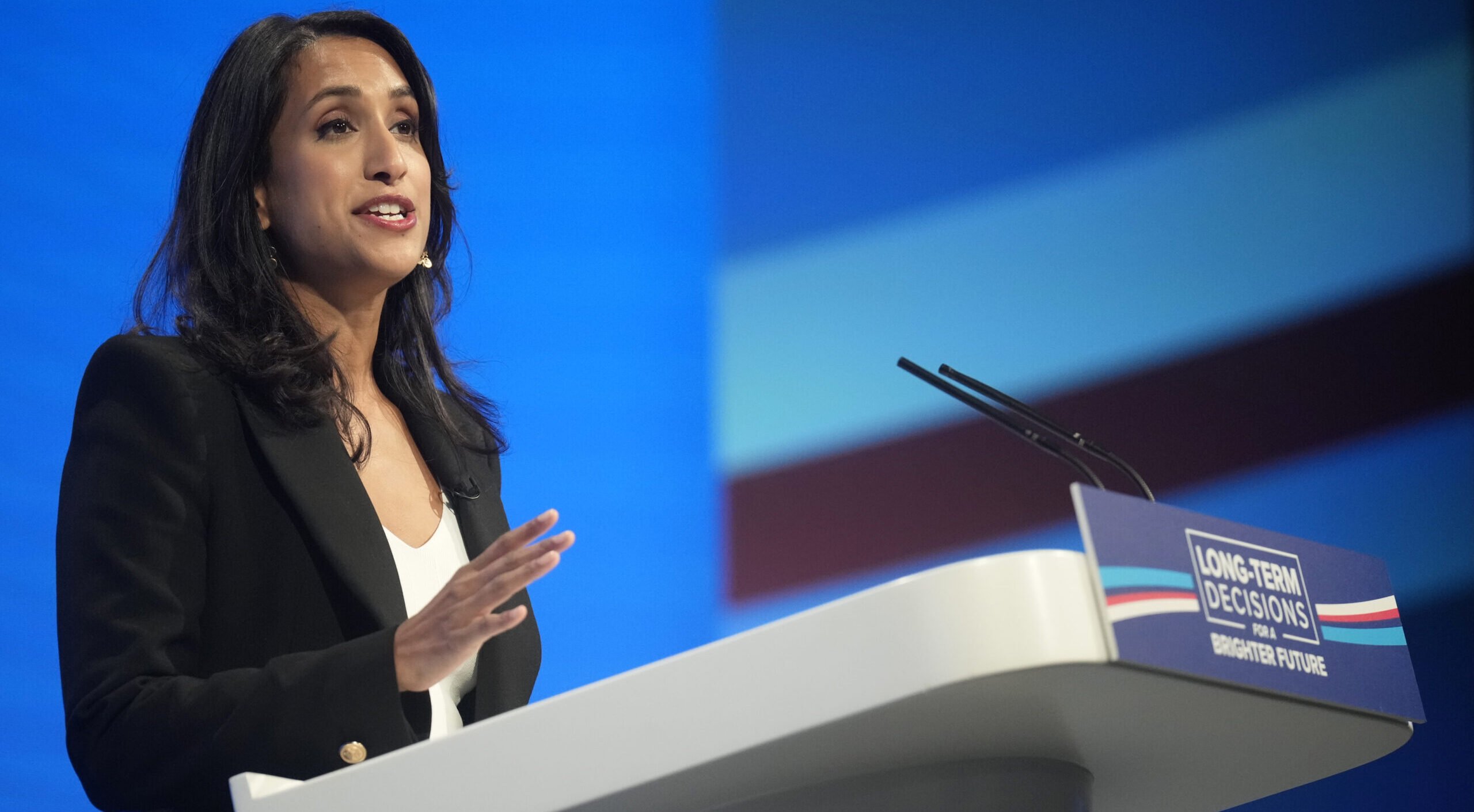 Clair Coutinho addresses the Conservative Party Conference on Tuesday. Credit: Getty