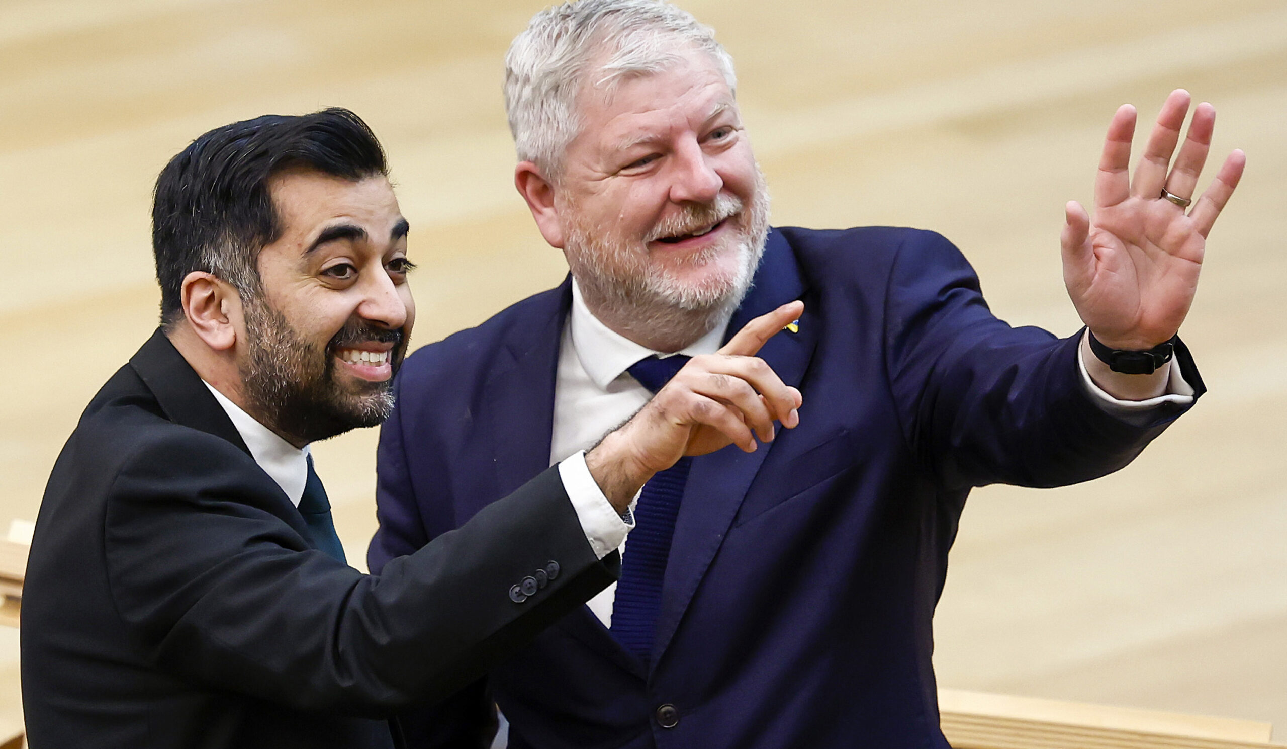 The SNP's Humza Yousaf and Angus Robertson see Scotland's future in Europe. Credit: Getty