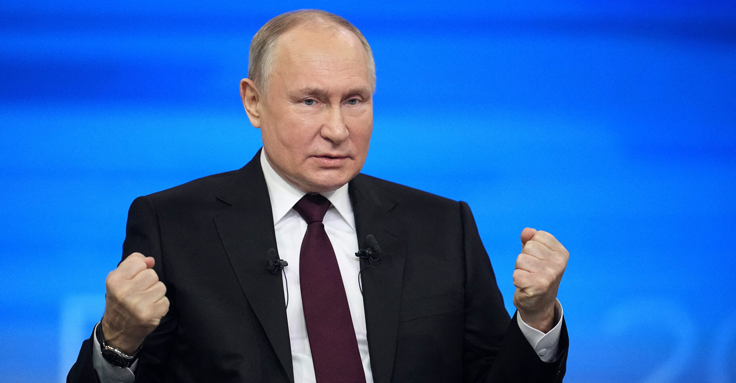 Vladimir Putin spoke for four hours during today's annual call-in. Credit: Getty