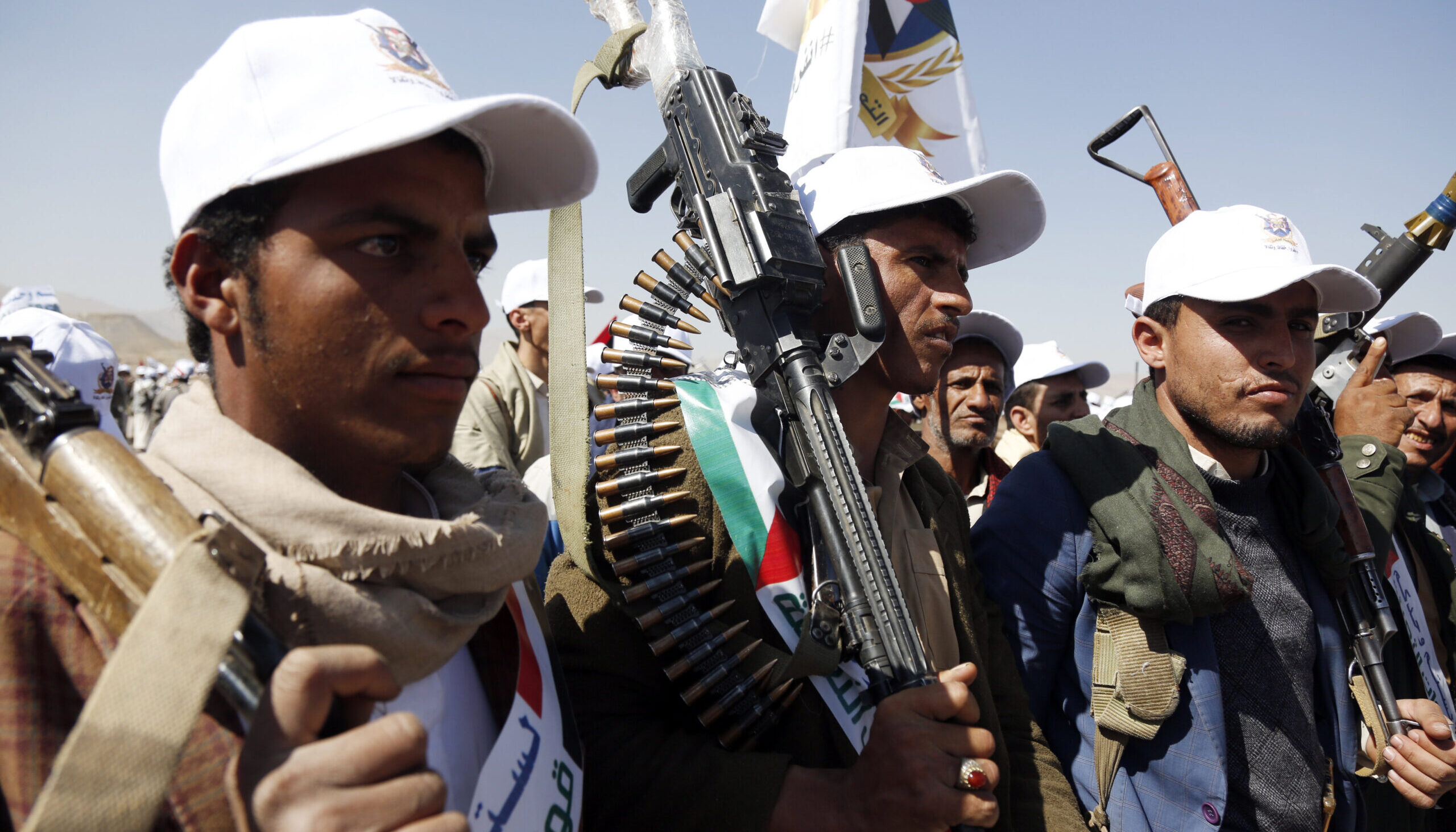 Iran-aligned Houthi fighters in Yemen earlier this month. Credit: Getty