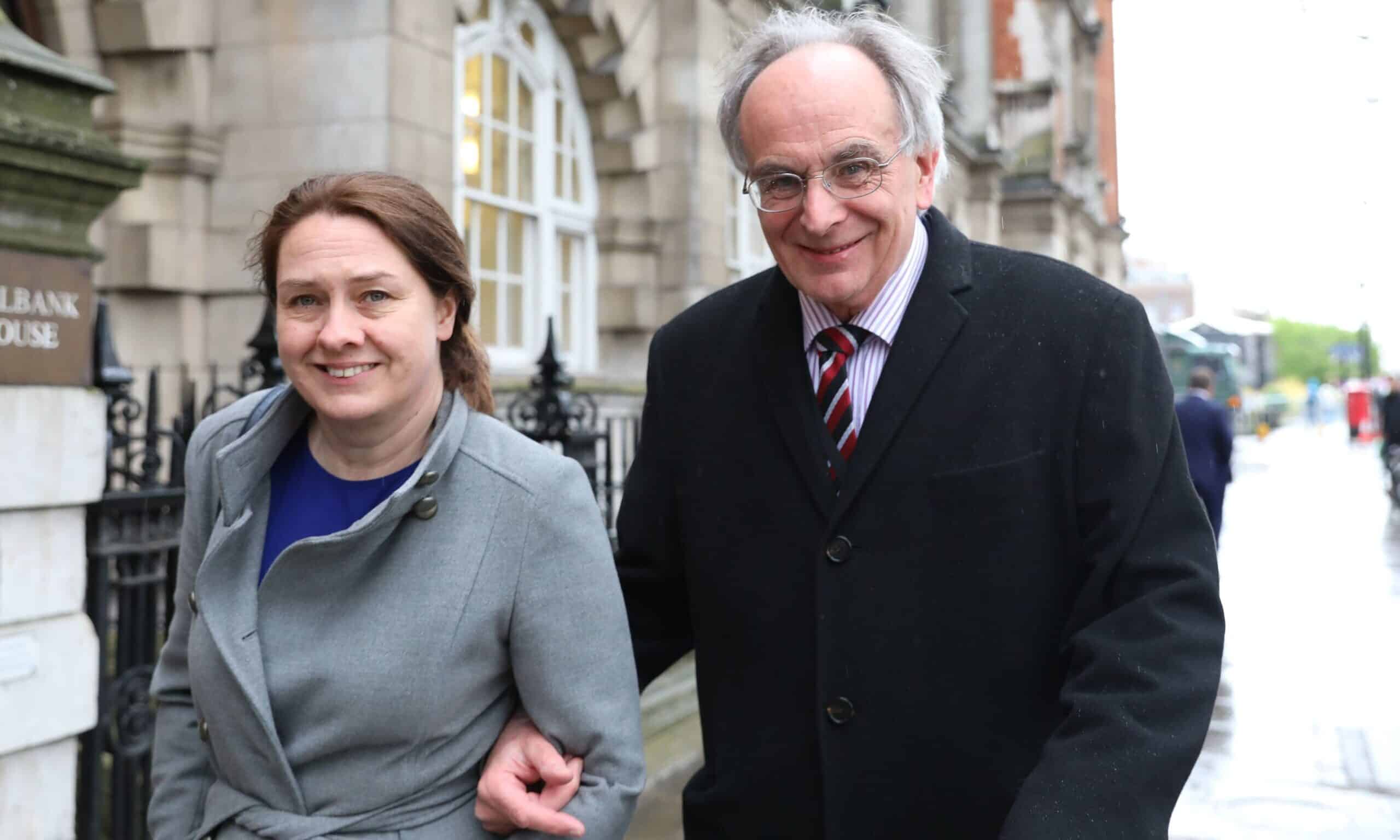 Peter Bone with his partner, Helen Harrison, in Westminster. Credit: Getty