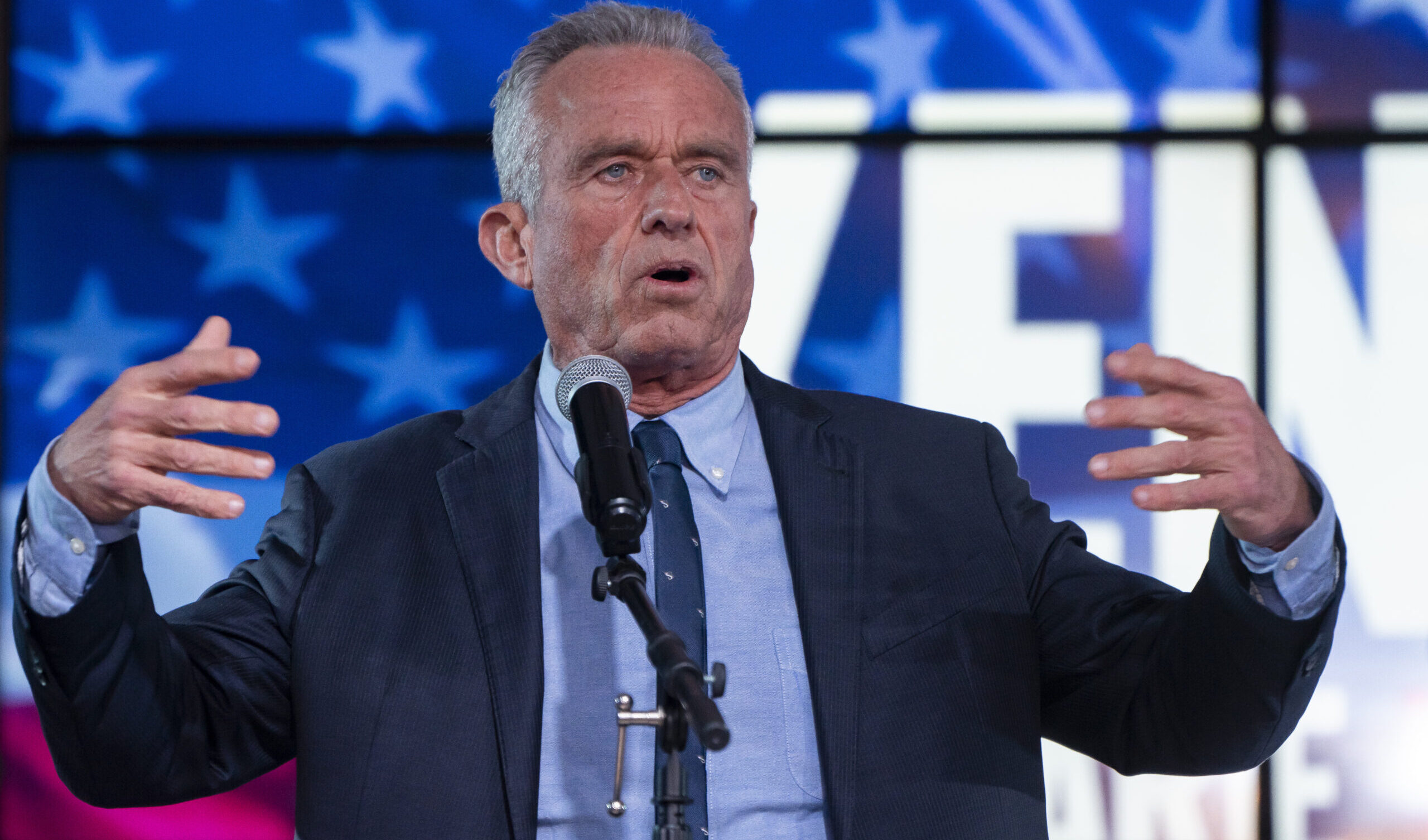 Robert F. Kennedy Jr. speaks during a campaign rally in Arizona last month. Credit: Getty