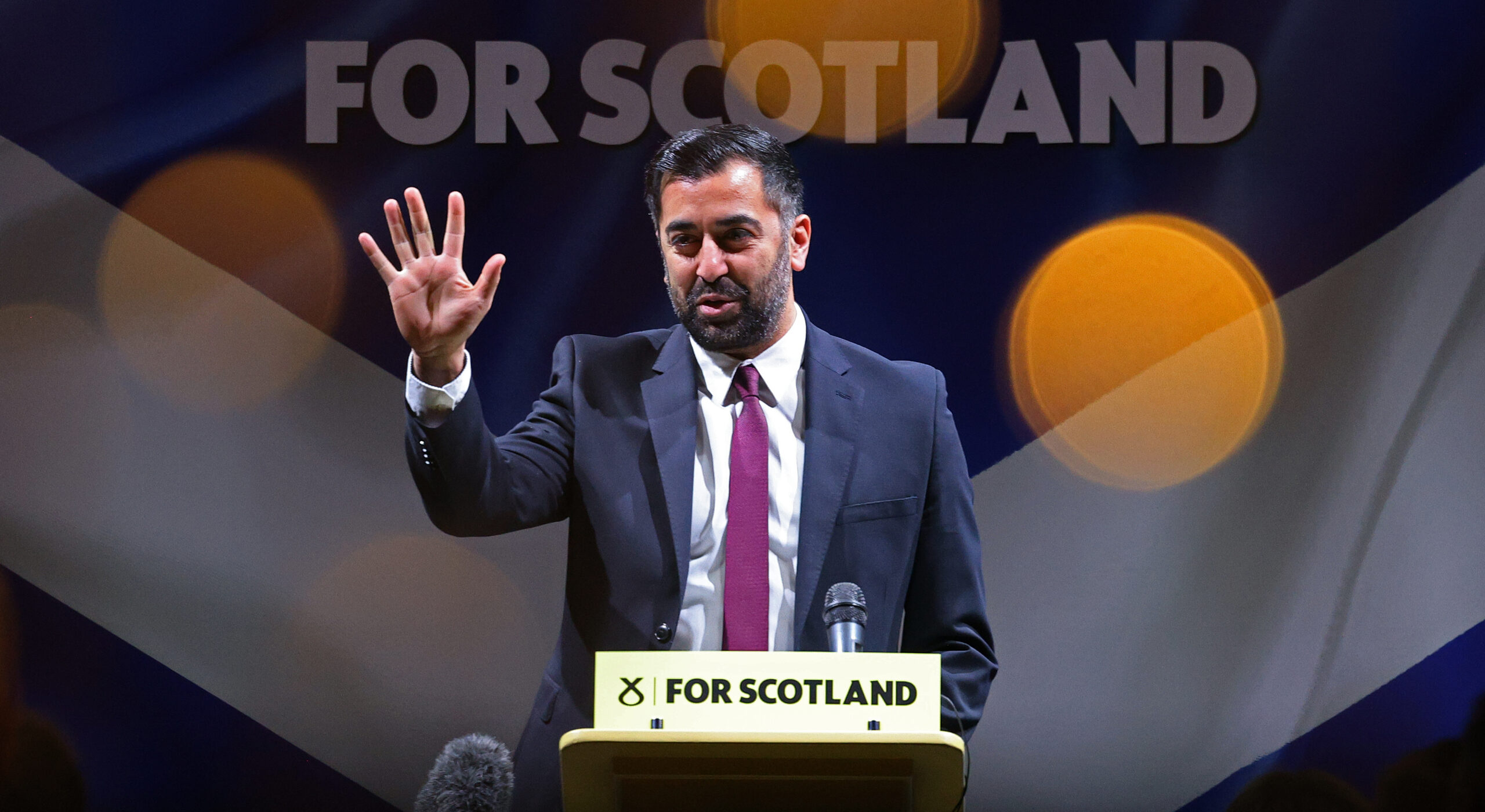 Humza Yousaf waving goodbye to the SNP's dominance. Credit: Getty