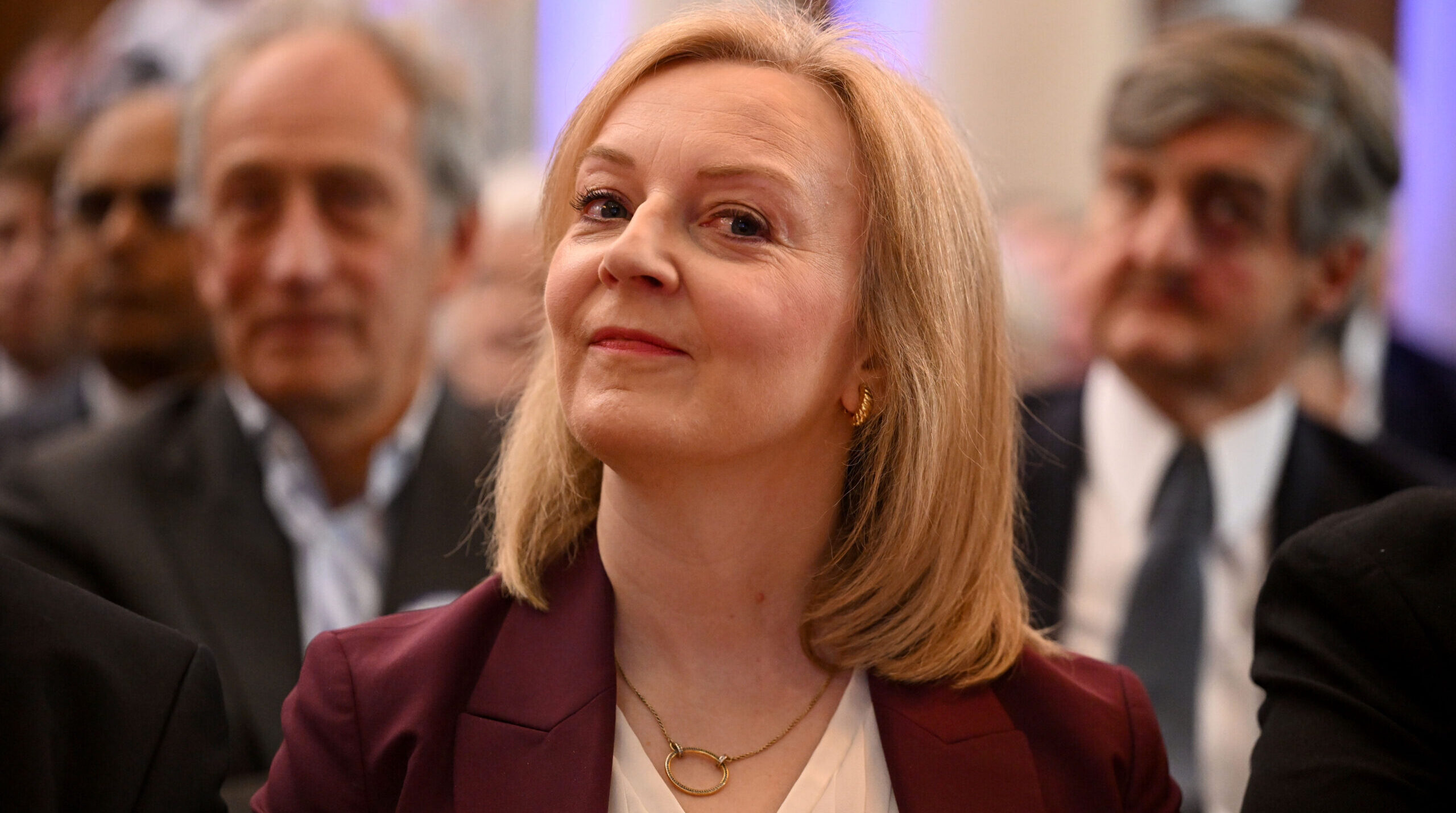 Liz Truss at today's Popular Conservatism launch in central London. Credit: Getty