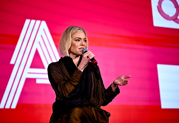 NPR CEO Katherine Maher speaks in Qatar earlier this year. Credit: Getty 