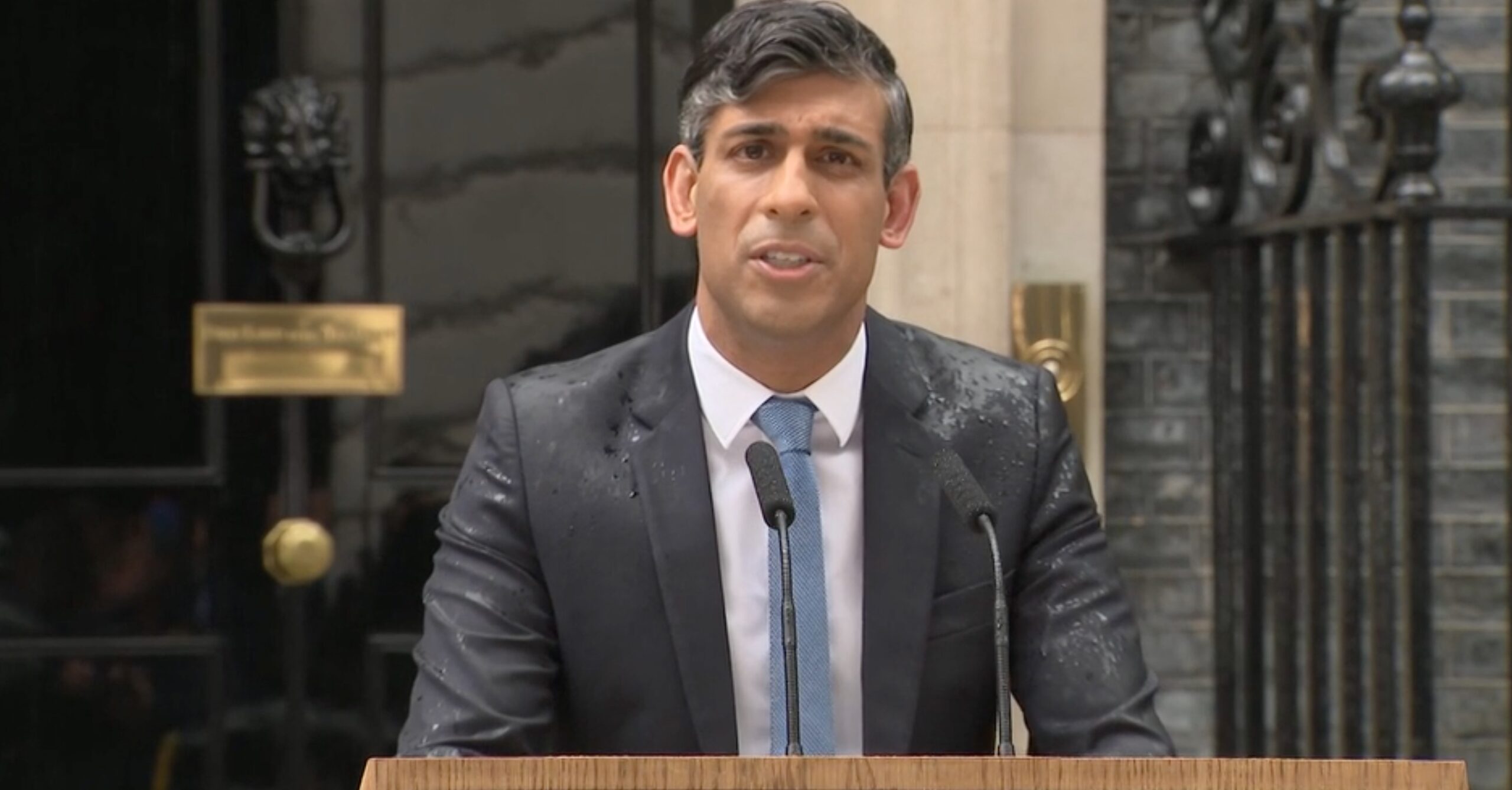 Rishi Sunak speaks outside 10 Downing Street today