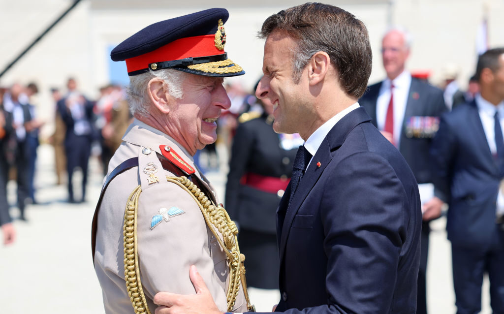 The King and Emmanuel Macron commemorate the 80th anniversary of D-Day today. Credit: Getty