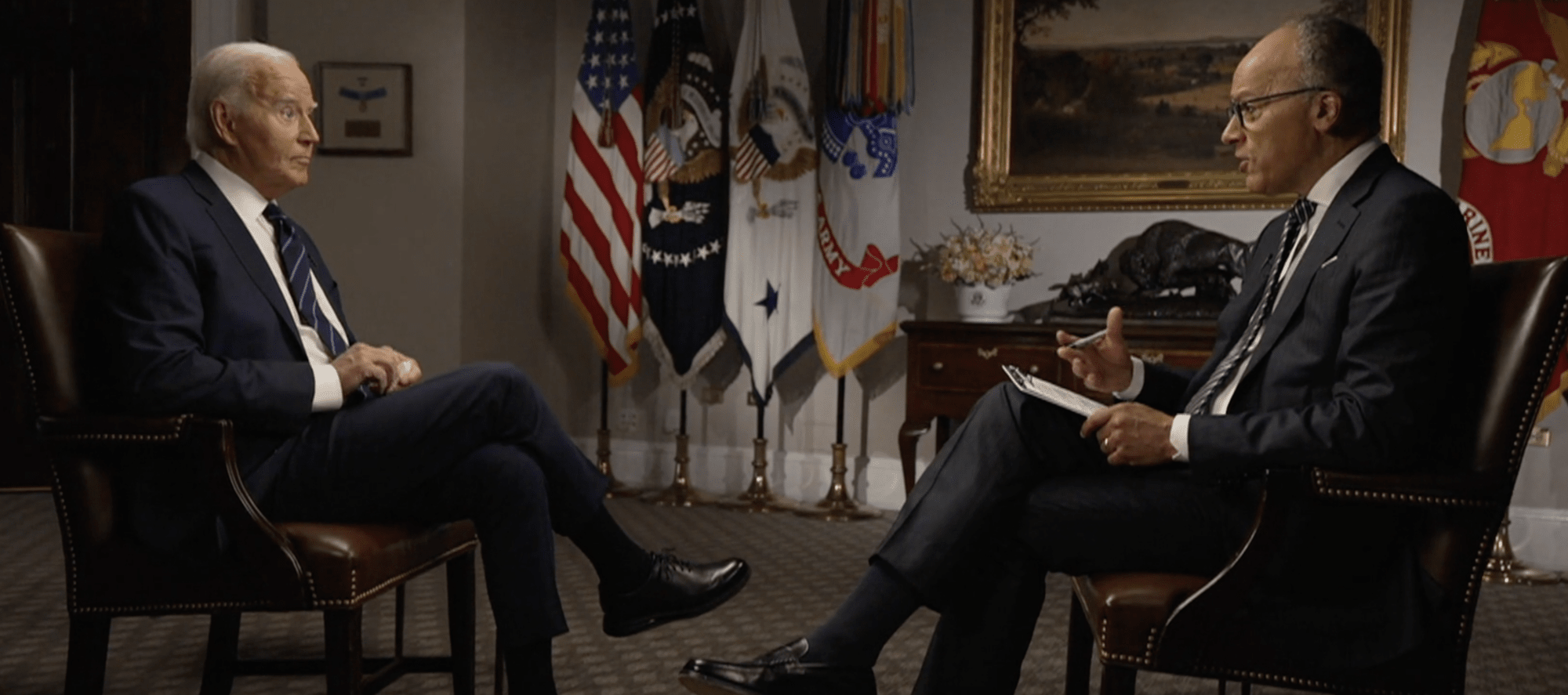 Joe Biden struggles his way through another interview. Credit: NBC News