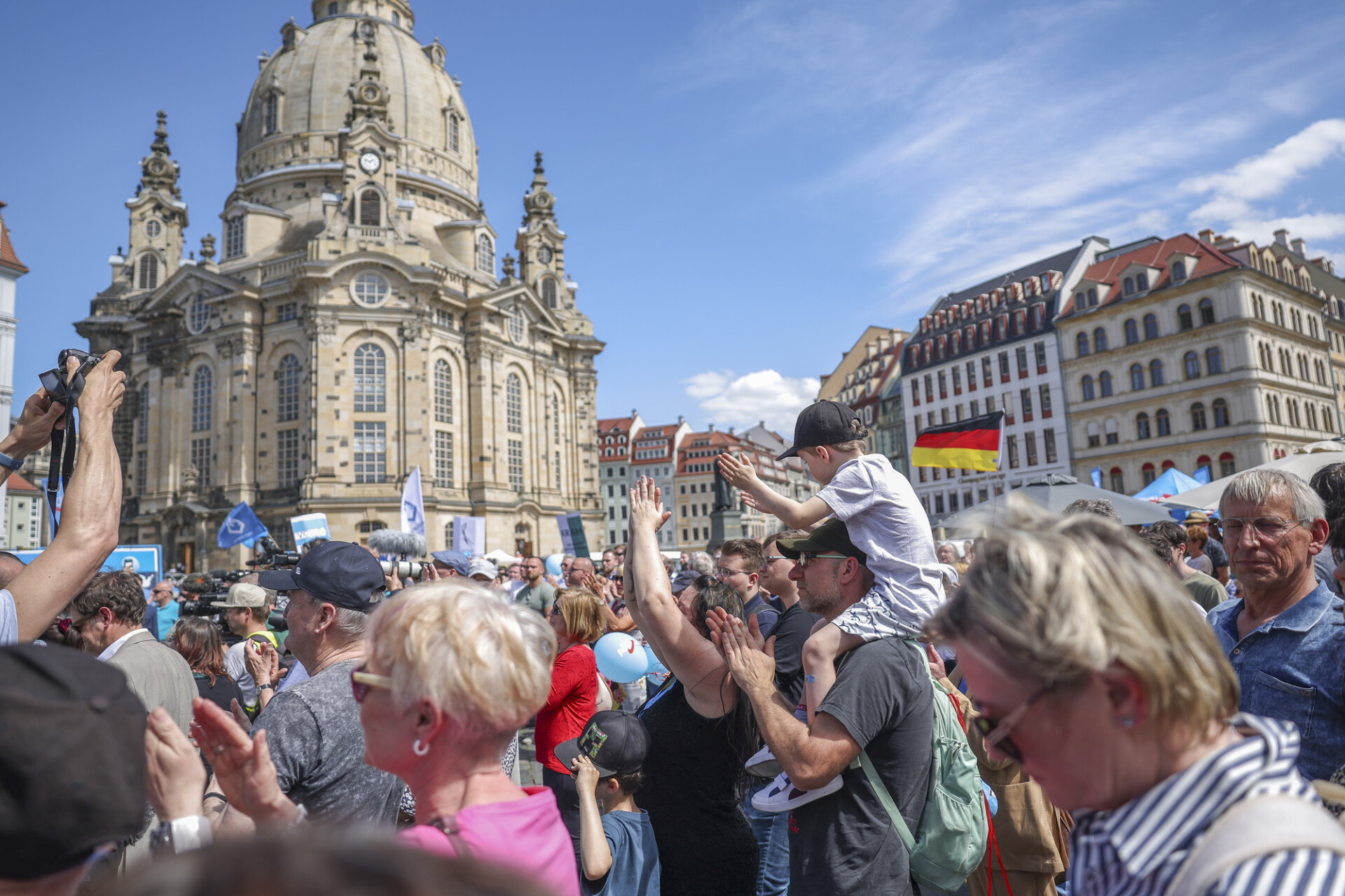 AfD supporters in Dresden. Credit: Getty