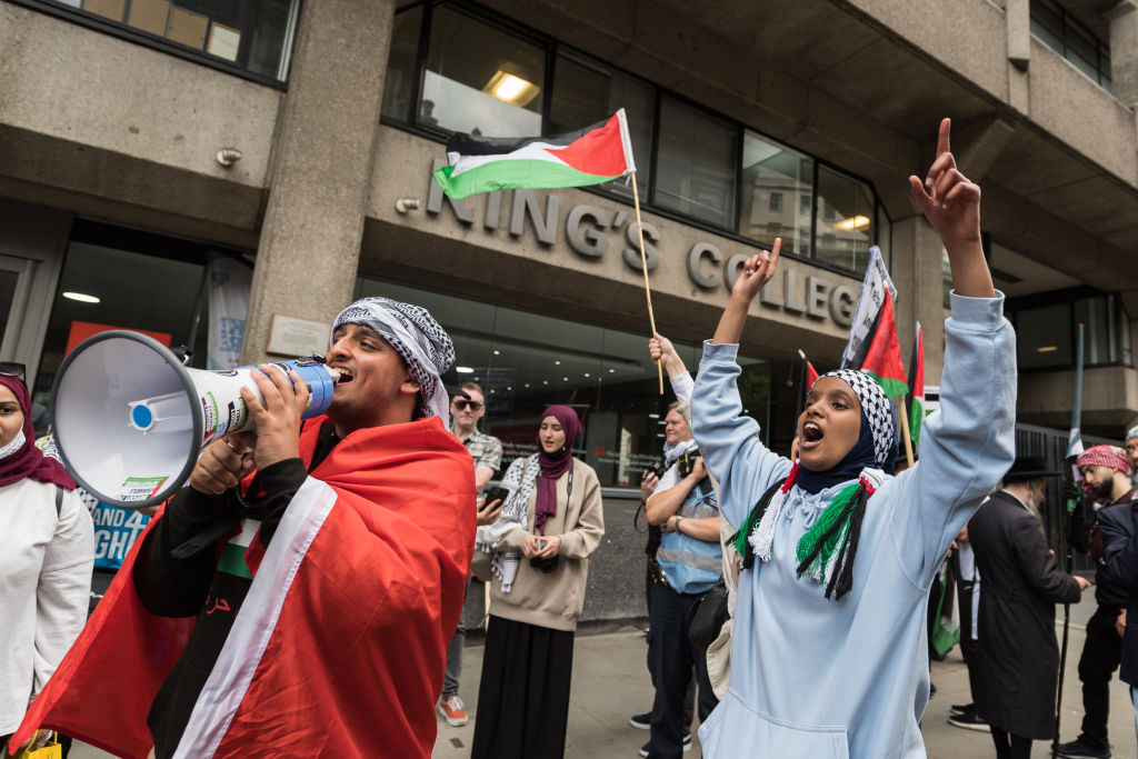 Students protest outside King's College London in 2021. Credit: Getty