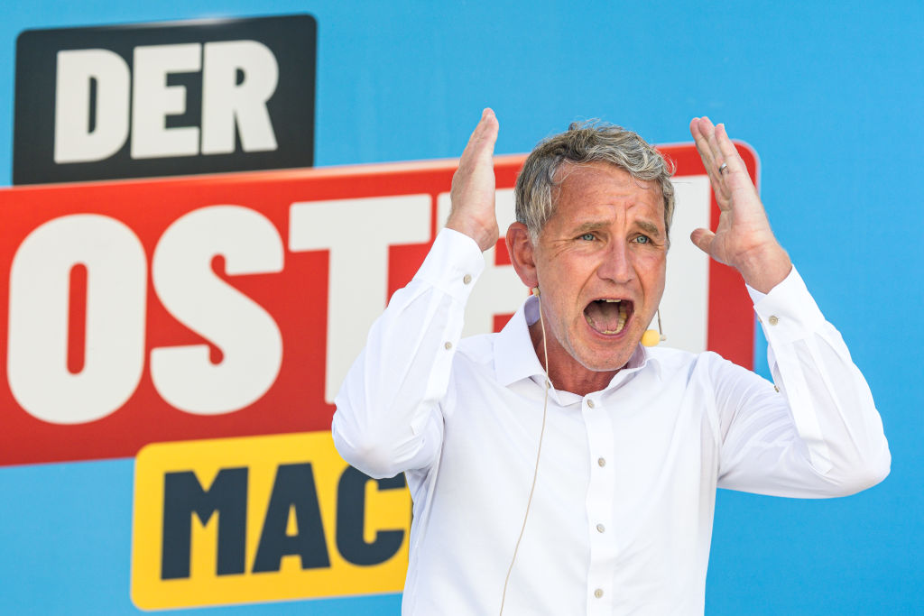 Björn Höcke, the AfD's leader in the state of Thuringia, addresses supporters earlier this month. Credit: Getty
