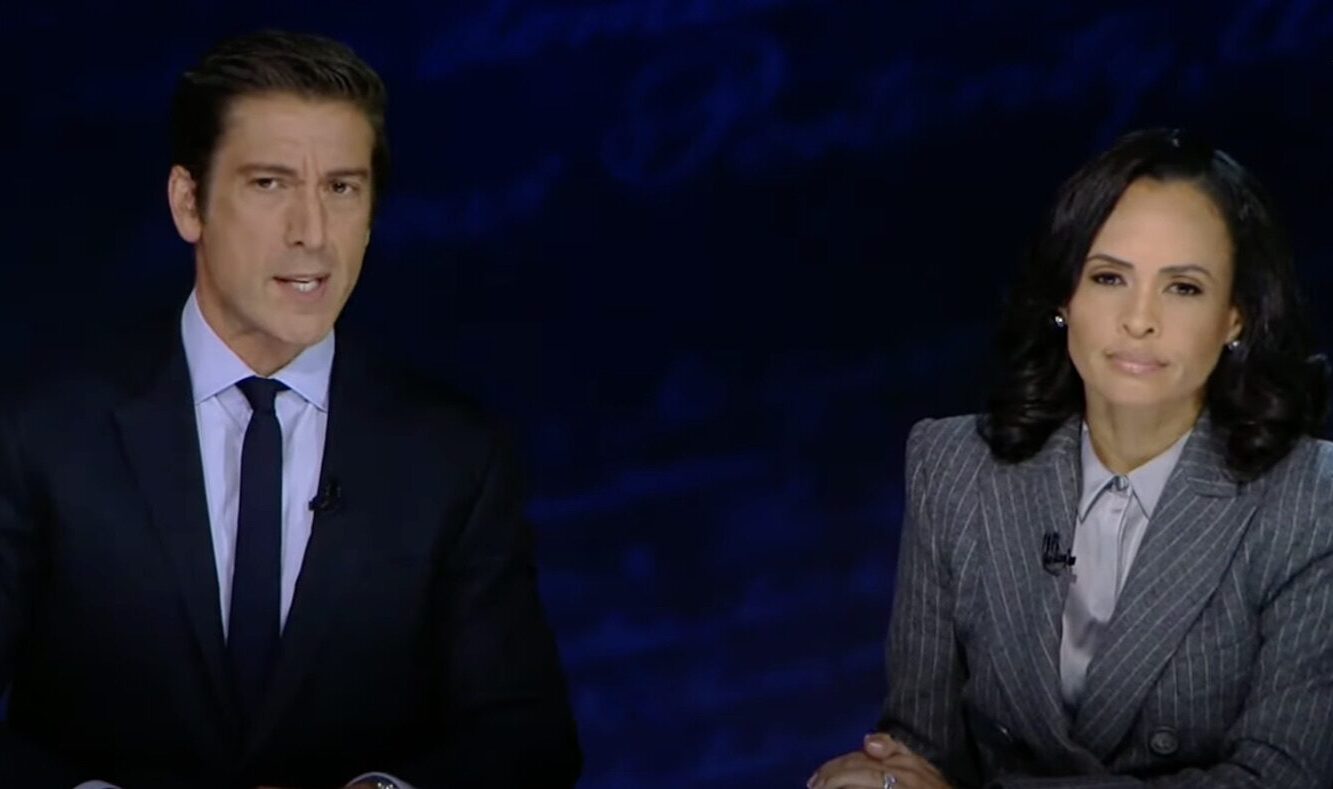 David Muir and Linsey Davis officiate for ABC News last night. Credit: ABC News