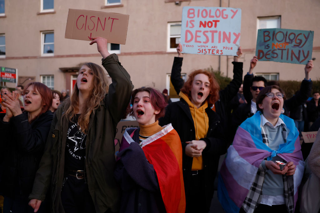 Trans rights activists protest in Edinburgh last year. Credit: Getty