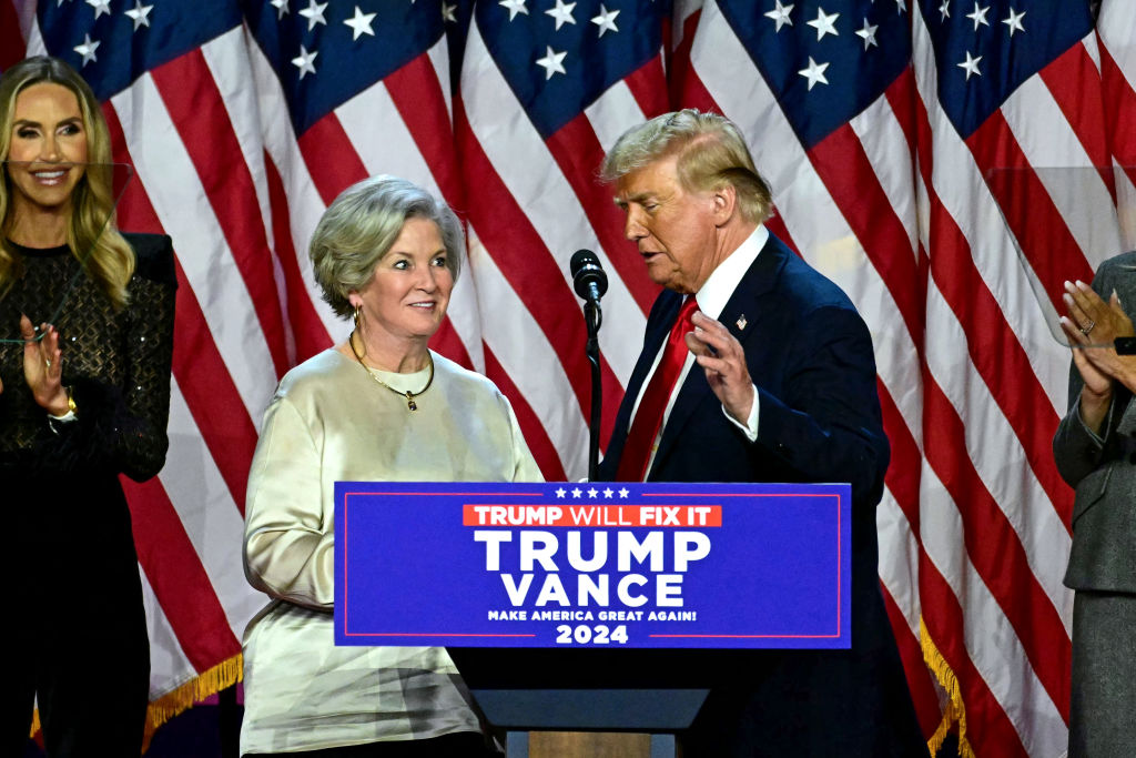 Susie Wiles with Donald Trump on election night. Credit: Getty