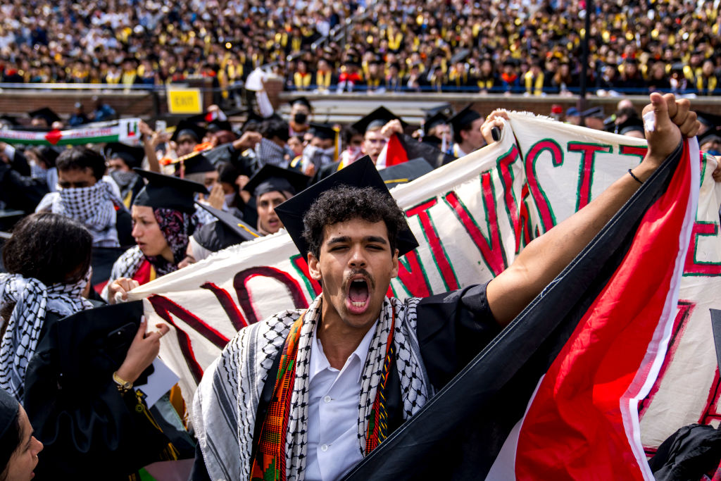 University of Michigan students protest in Ann Arbor earlier this year. Credit: Getty