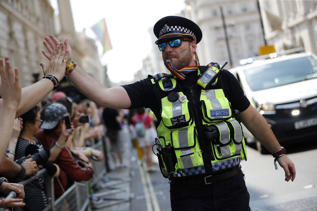 Earlier this year, the National Police Chiefs’ Council was forced to withdraw guidelines allowing trans-identified male officers to strip-search women. Credit: Getty