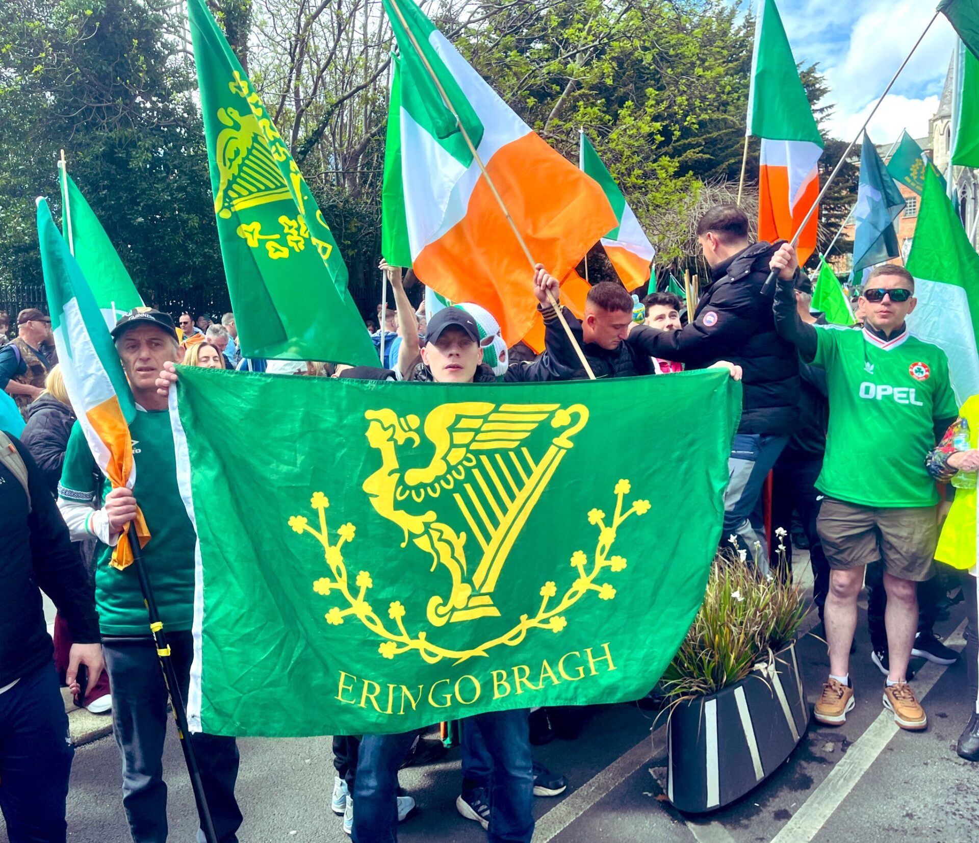 Republican marchers in Dublin on Saturday. Credit: Aris Roussinos