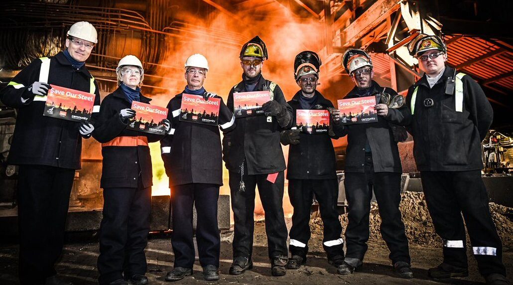 Nigel Farage visits British Steel in Scunthorpe this week. Credit: Nigel Farage/X
