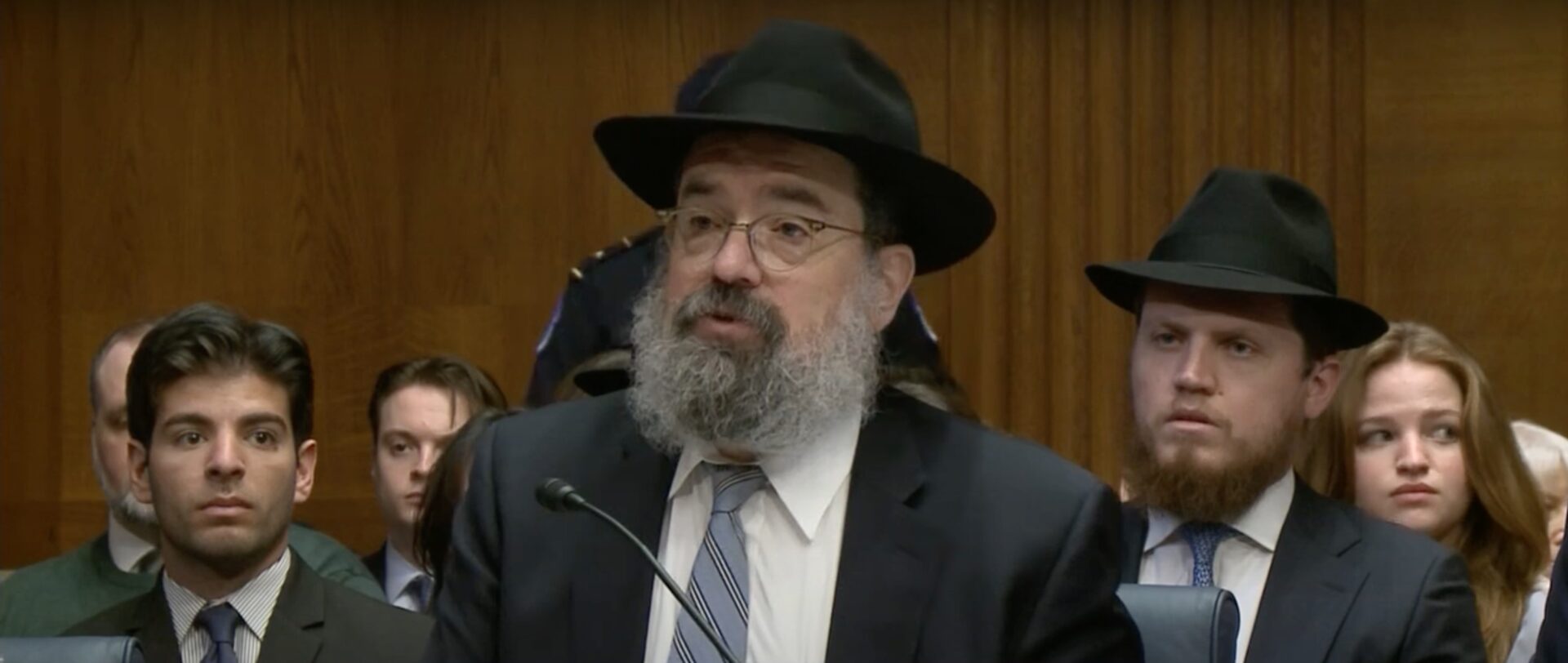 Rabbi Levi Shemtov addresses the US Senate this week. Credit: YouTube