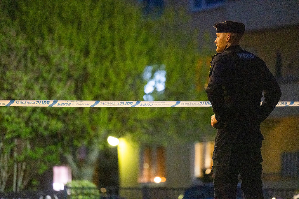 Police investigate the scene of this week's shooting in Uppsala. Credit: Getty