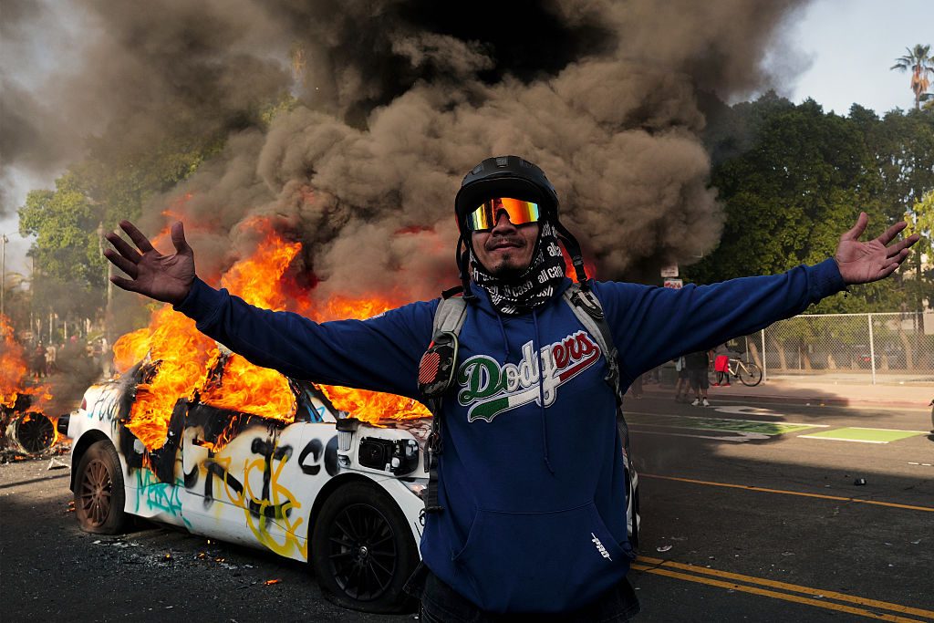 Five Waymos were reduced to cindered engine blocks. Credit: Getty