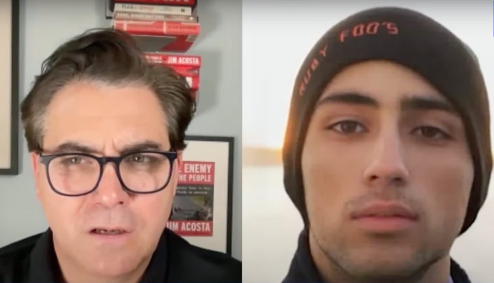 Former CNN anchor Jim Acosta speaks to an AI recreation of Parkland shooting victim Joaquin Oliver. Credit: Getty