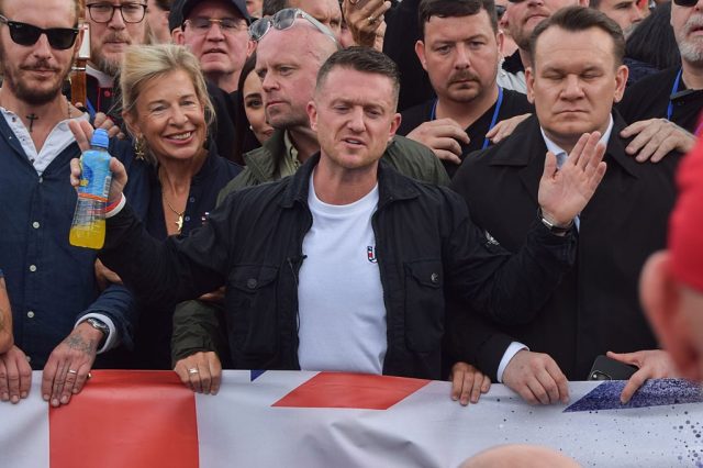 Tommy Robinson's Unite the Kingdom rally was sponsored by cryptocurrencies. Photo: (Vuk Valcic/SOPA Images/LightRocket/Getty)