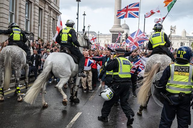 Unite the Kingdom protests earlier this year intensified the debate about what constitutes Britishness. Credit: Getty