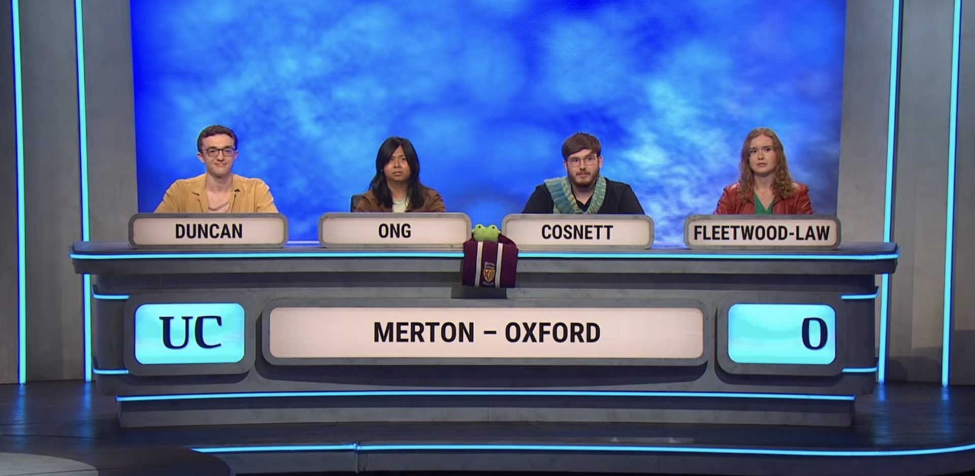 Students from this week’s episode of University Challenge. Credit: BBC