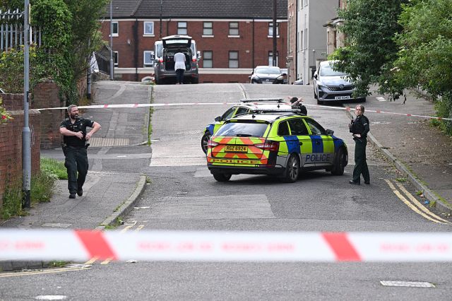 Police attend the scene of last night’s stabbing in North Belfast. Credit: Getty